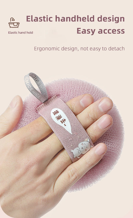 Shower Loofah Bath Sponge With Hanging Rope Exfoliating Soft Mesh Body Scrubber Rich Lather 3D Knit Design For Smooth Skin