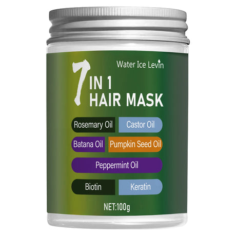 7-in-1 Hair Mask with Biotin & Keratin - Plant Oils Complex for Hydration & Shine - Frizz Control & Scalp Care