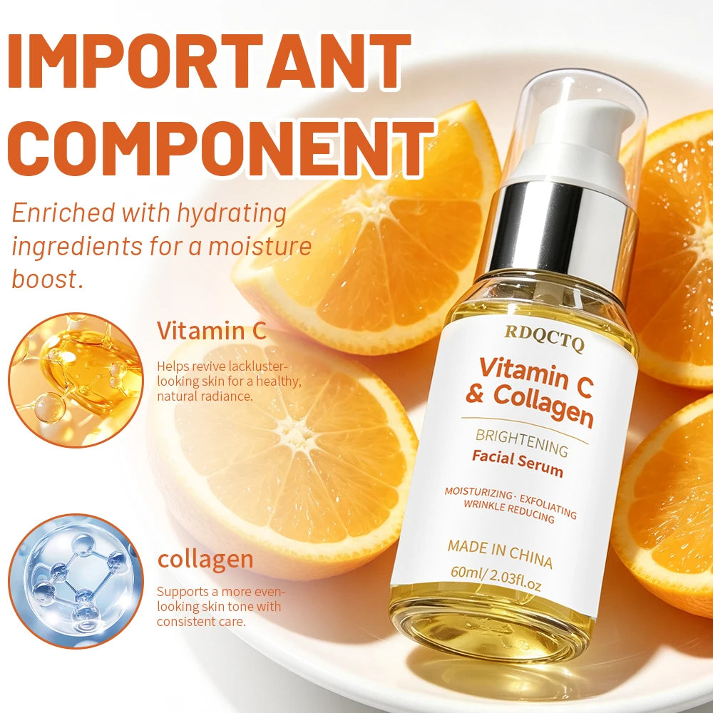 Facial Serum | Vitamin C & Collagen Infused Daily Skin Care Serum, Hydrating & Gentle Exfoliating Facial Treatment for All Skin