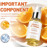 Facial Serum | Vitamin C & Collagen Infused Daily Skin Care Serum, Hydrating & Gentle Exfoliating Facial Treatment for All Skin