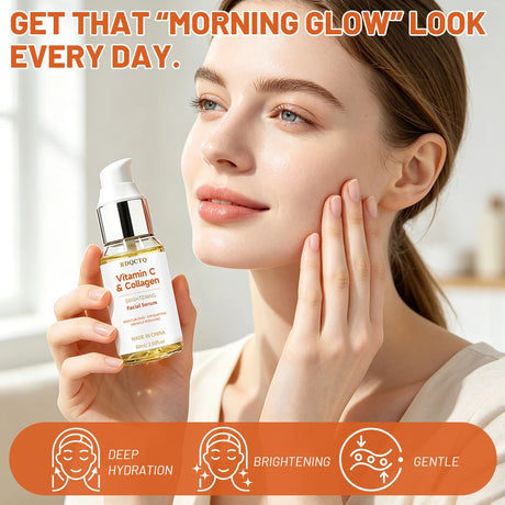 Facial Serum | Vitamin C & Collagen Infused Daily Skin Care Serum, Hydrating & Gentle Exfoliating Facial Treatment for All Skin