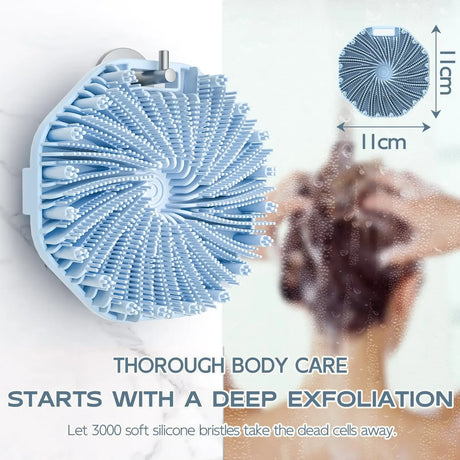 Silicone Body Scrubber Shower Brush Exfoliating Shower Scrubber with Non-Slip Hand Strap Silicone Body Buffer for Use in Shower