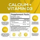 Calcium + Vitamin D3, Promotes Bone Health and Immune Support, Enhances Carbonate Absorption, Dietary Supplement