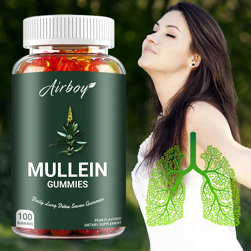 Mullein Gummies - Supports Clear Lungs & Respiratory Health, Natural Detoxification, Enhanced Immune Function