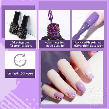 Limegirl Gel Nail Polish Set 60Colors Semi Permanent UV Led Gel Varnish Soak Off Nail Lacquers Base Top Coat