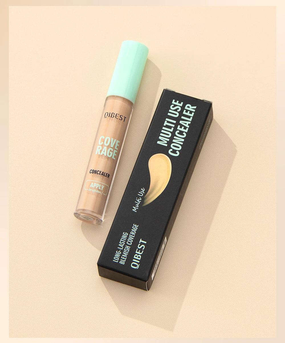 QIBEST 3D Full Coverage Concealer Long Lasting Liquid Concealer For Dark Circles Natural Finish Seamless Blend Under Eye Makeup