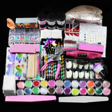 Nail Acrylic Kit 12 Color Glitter Acrylic Powder 3D Nail Art Engraving Extended Mold Crystal Powder Nail Art Tool Kit