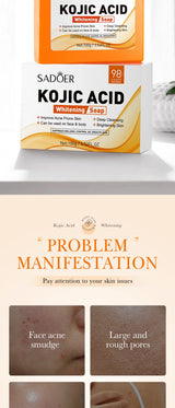 SADOER 100g Kojic Acid Whitening Soap, Handmade Bath Soap, Body Cleansing Antimicrobial Moisturizing and Disinfection Sope