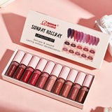 10 Color Mouth Red Lip Glaze Makeup Set, Exquisite, Practical, Portable Lipgloss Lipstick Set Valentine's Day gift