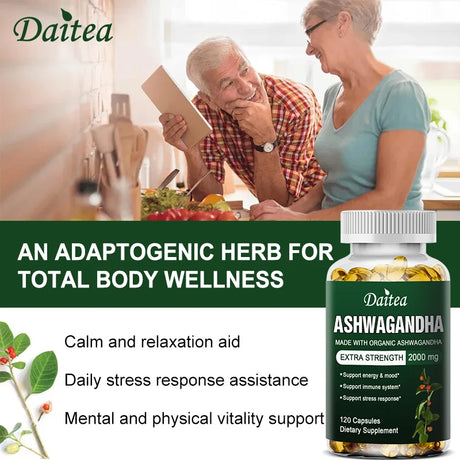 Daitea Organic Ashwagandha Extract Capsules 2000mg for Mood, Sleep, Energy Support - Antioxidant Supplement