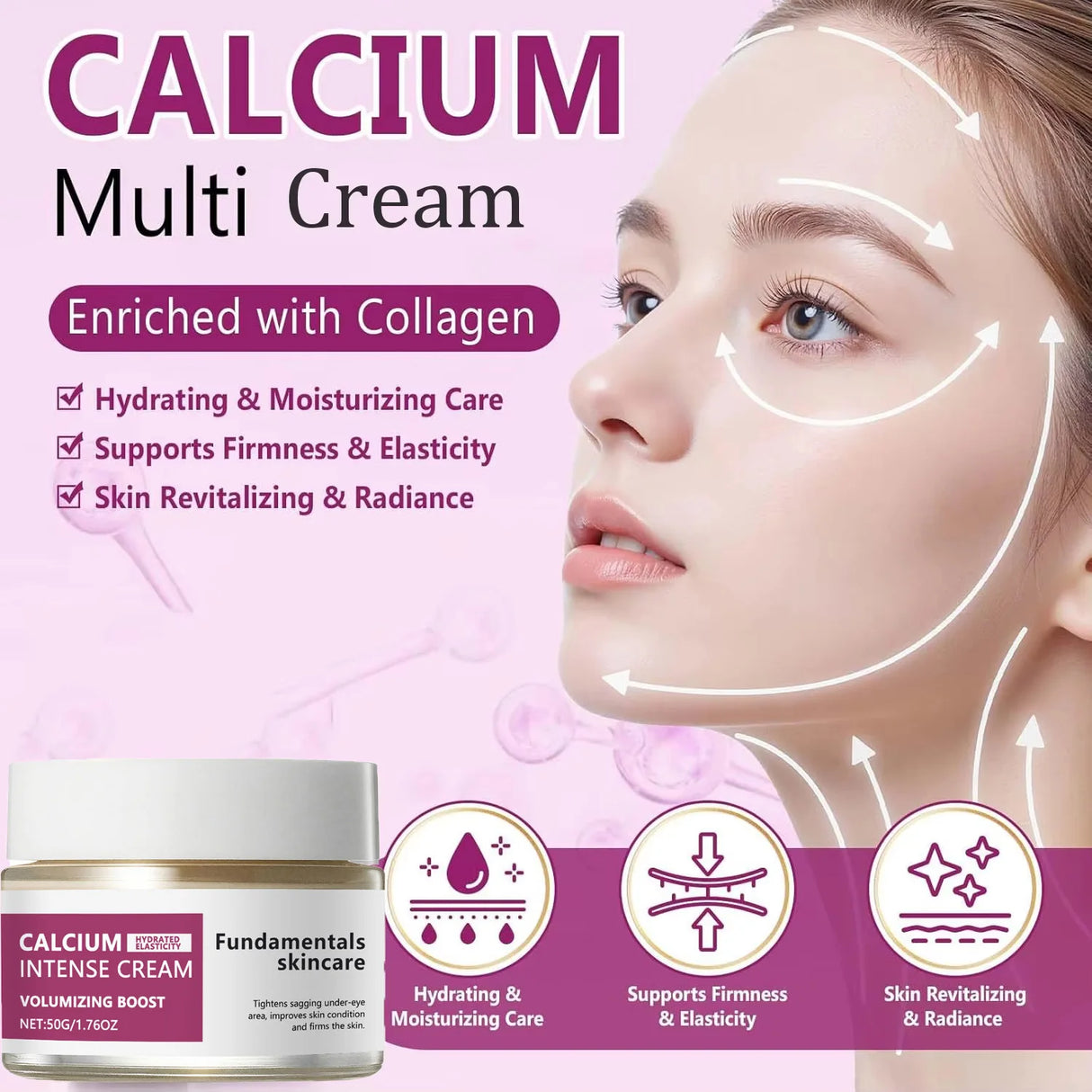 Calcium Intense Cream Tighten Skin Elasticity Enhance Moisturizing Facial Firming Improve Skin Sagging Nourishing Facial Lifting
