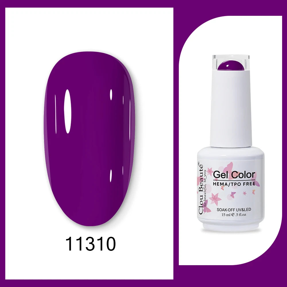 Clou Beaute Gel Color Hema TPO Free 15ml Gel Nail Varnish Soak Off UV Gel Polish Nail Art Manicure Lacquer Nail Art Jelly Gel
