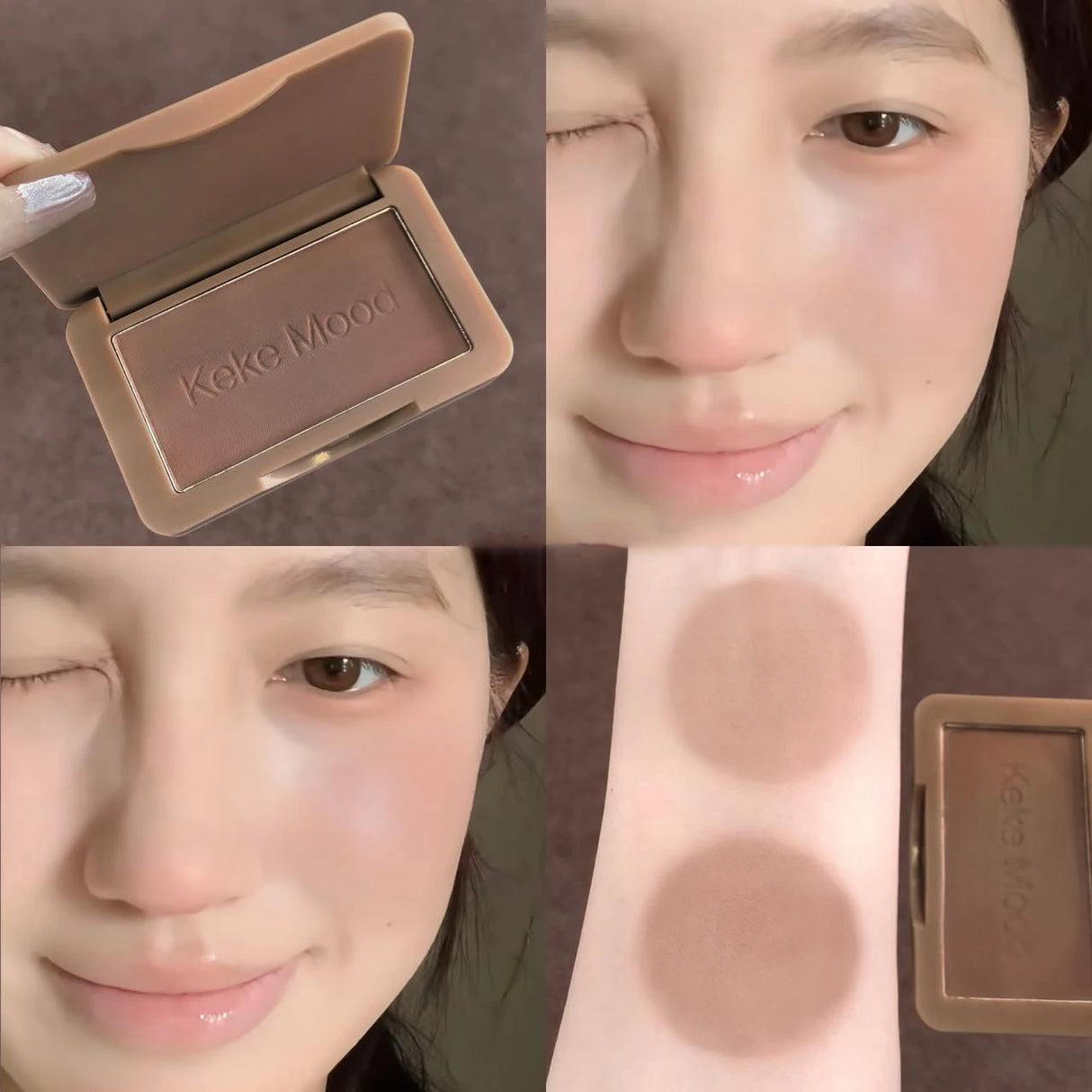 Monochrome Matte Blusher Palette Soft Silky Cheek Natural Facial Blush Rouge Plate Lasting Nude Low Saturation Powder Blush Disk