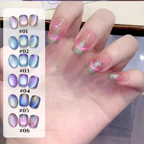1-6PCS 12ML Human Fantasy Cat Eye Gel Nail Polish Ice Clear High-end Glass Bead Semi-permanent Gel Nail Polish Nail Art Supplies