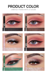 12 Colors Shine Pearlescent Eyeliner Pencil Waterproof Lasting Matte White Black Brown Smooth and Easy To Color Eyeliner Gel Pen