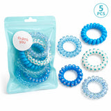 1 Pack 5 Pcs Pink Spiral Hair Ties for Women and Girls, Coil Ponytail Holders in Gift Pouch, Soft Stretch Hair Accessories for Daily Wear