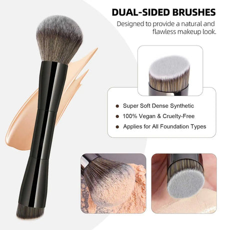 20pcs/set Pro Makeup Brushes Double Ended Foundation Concealers Blush Eye Shadows Brush for Liquid Cream Powder Blending