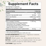Multi Collagen Capsules 240ct Type I II III V X with Biotin Hyaluronic Acid Vitamin C Hydrolyzed Protein Supplement