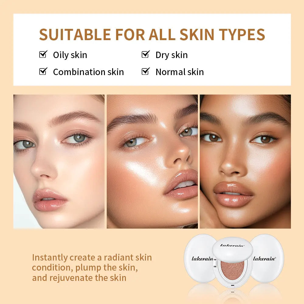 Dewy Glow Cream Cushion Foundation Hydrating 24H Long Lasting Moisturizer Natural Light Coverage Radiant Skin Finish Daily Portable Face Makeup Cosmetic