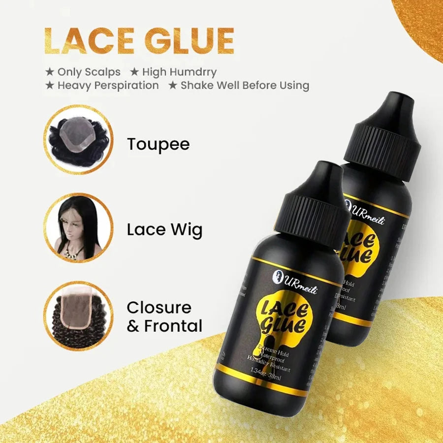 4PCS Wig Glue Spray Lace Adhesive Kit with Remover Repair Spray And Headband - Strong Natural Hold Lace Wig Melting Spray