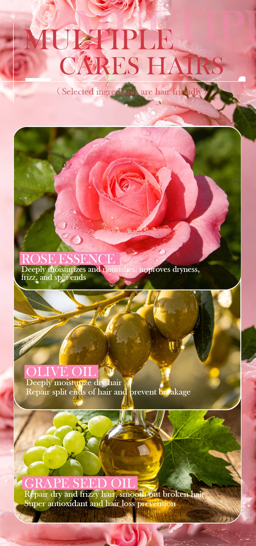 Pink Rose Essential Oil Shampoo Bar, Plant Extract Essence Deep Cleaning Hand Soap, Soft Shampoo and Hair Care Soap