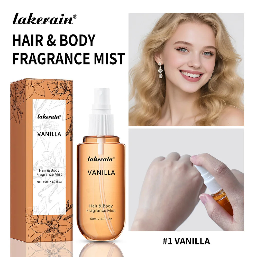 Vanilla & Rose Fragrance Mist Perfume Long Lasting Refreshing Portable Body Spray Gentle Natural Aroma for Women Daily Dating Tr
