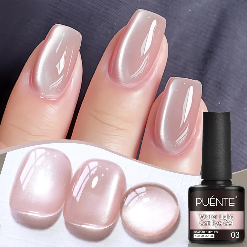 PUENTE 7.5ML Nude Shade Moonlight Cat Magnetic Gel Nail Polish Ultra-Bright Cat Eye Soak Off UV Semi-Permanent Varnish Manicure