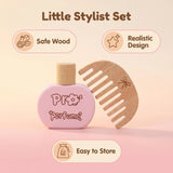 Kids' Pretend Makeup Toy Wooden Role‑play Dress‑up Vanity Gift Makeup Bag Set for Girls