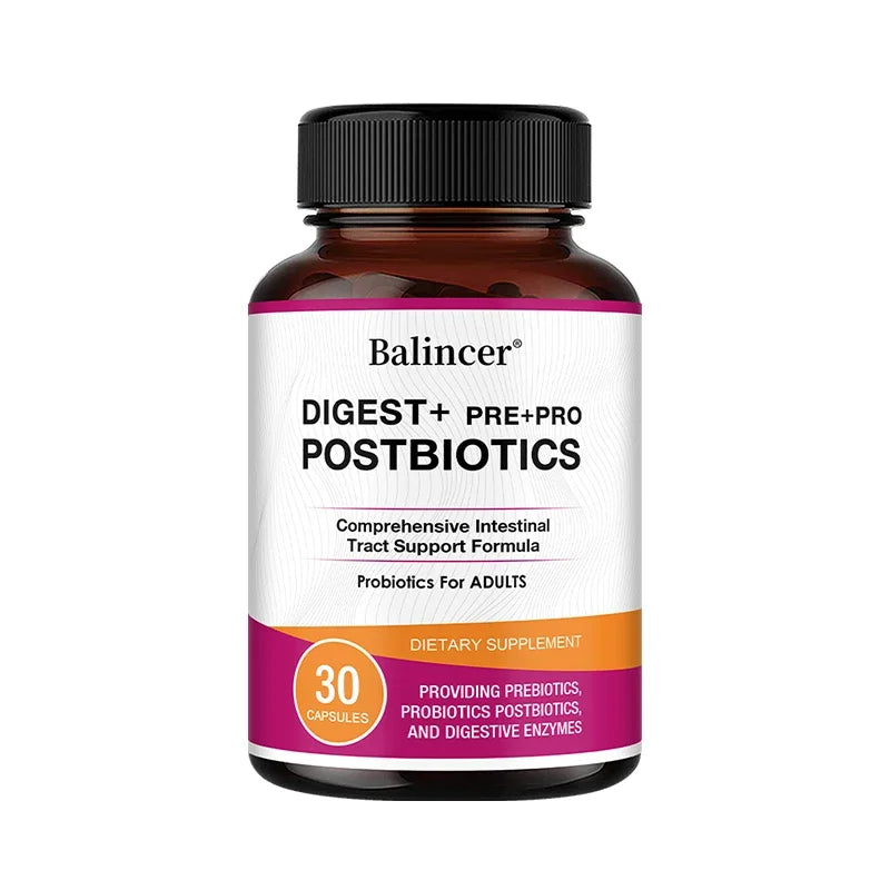 Postbiotics & Digestive Enzymes Capsules, Support Gut Wellness, Daily Digestive Comfort and Immune Balance, Vegan, Non-GMO