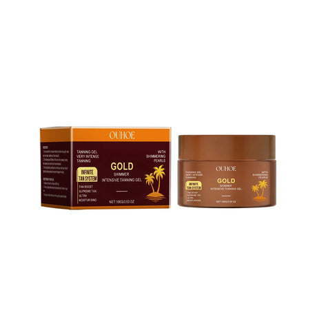 Bronzing Golden Shimmer 2-in-1 Tanning Gel,Instant Diamond Glow,Caffeine Delivers Lifting&Firming Effects To Visibly,Hydration Barrier,Instant After Sun Repair Care,Anti Aging&Blocks UV Induced Photoaging,Cooling Gel Texture,