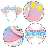 2026 Disney Trip Mickey Ears Headband For Girls Sequin Castle Bow Hairband Cartoon Character Cosplay Hair Accessories Kids Party