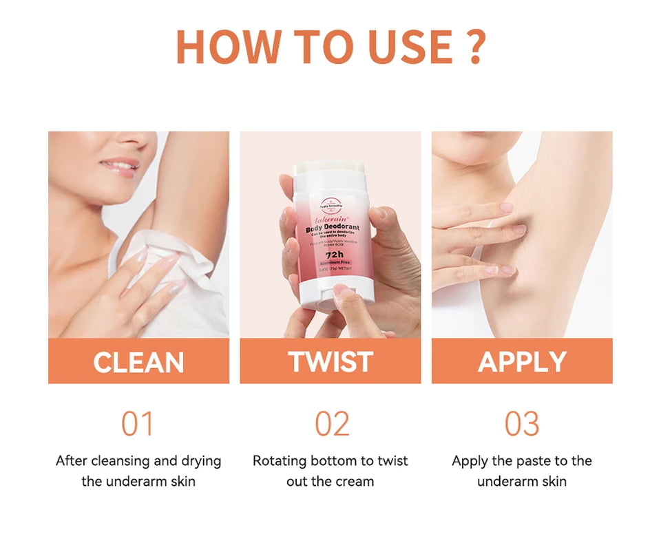 New Whole Body Deodorant Invisible Cream Stick 72 Hour Odor Control Aluminum Free Baking Soda Free Skin Care