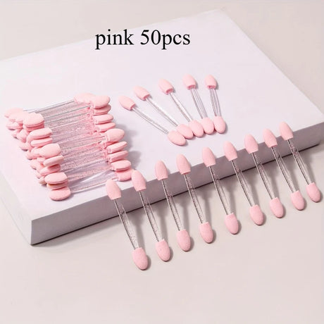 50Pcs Eye Disposable Eye Shadow Stick Double-Head Double-Sided Eye Makeup Applicator Short Sponge Eye Shadow Applicator