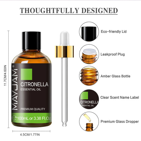 Mayjam Essential Oil 100ml Citronella Cinnamon Cedarwood Vetiver Cajeput Fennel Sage Aromatherapy Oil for Diffuser Humidifier