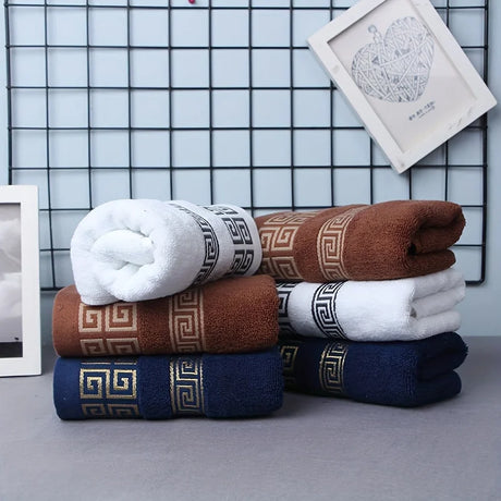 2pcs Set Black Bathroom Towel Sets 100% Cotton Embroidered Bathroom Towel Christmas Gift Sport Towel Sets Home Hotel Use 수건 세트