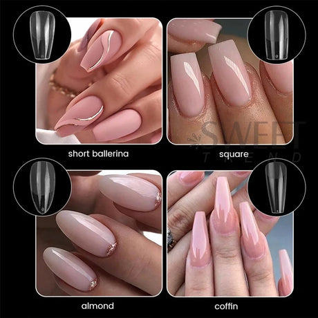 550pcs Soft Gel Nail Tips Medium Short Almond Coffin Full Cover Matte Extension Tool Acrylic Press on Nail French Manicure Decor