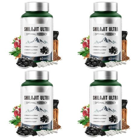 Shilajit Ultra with L-Arginine for Natural Energy and Vitality 60 Capsules Non-GMO  Endurance Stamina Antioxidant Supplement