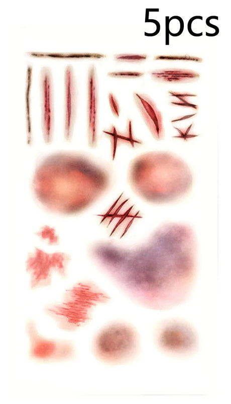 5/10pcs Halloween Scar Temporary Tattoo Stickers Red Blood Clot Face Tattoo Waterproof Cosplay Gifts For Men Women Party Decor