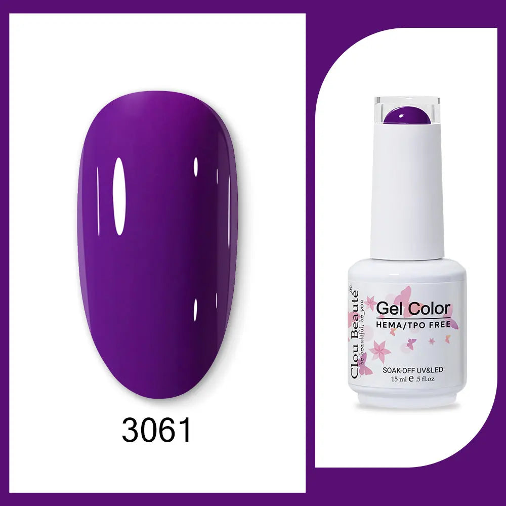 Clou Beaute Gel Color Hema TPO Free 15ml Gel Nail Varnish Soak Off UV Gel Polish Nail Art Manicure Lacquer Nail Art Jelly Gel