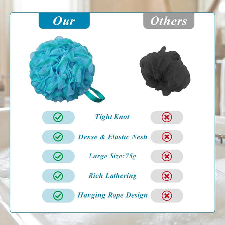 4-Pack Large 75g Loofah Bath Sponges Soft Shower Bags Men And Women's Loofah for Body Cleaning Exfoliating Brush