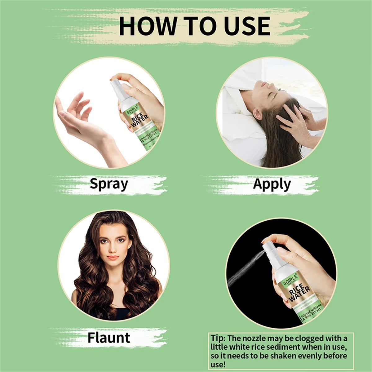 Rice Water Hair Care Spray Moisturizing Nourishing Leave-In Conditioner Women Promotes Strong & Healthy Hair Care Products 2pcs