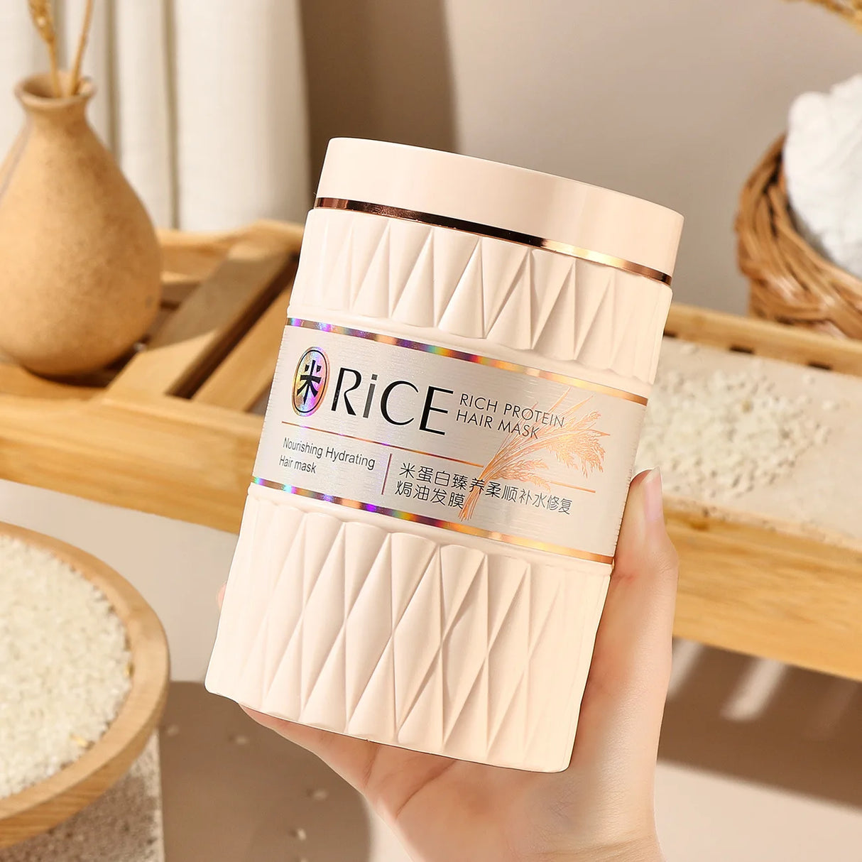 Rice Protein Dandruff Removal Fluffy Smooth Shampoo Amino Acid Dry Hair Conditioner Smooth Baked Oil Hair Mask Hair Care Set