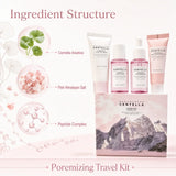 Centella Hyalu-Cica and Poremizing Travel Kit,Toner, Ampoule Serum,Face Moisturizer Cream and Night Sleeping Pack Mini 4pcs Set