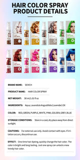Temporary Hair Color Spray One-Time Hair Dyeing Instant Hair Salon Multi Color Hair Dye Makeup Chalk Washable DIY Party Styling