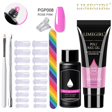 Limegirl Poly Nail UV Gel Set for Nails Quick Extension Building Soak Off UV Polys Nail Gel Kit Manicure Art  Decoration Tools