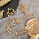 New Fashion Simple Hair Clip Mini Metal Hair Claw Non Slip Hollow Gold Geometric Barrettes Sweet Daily Hair Accessories