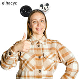 Newest Festival Party Cosplay Mouse Ears Headband 3.3" Ears Glitter Hairband Without Bow For Boys DIY Cartoon Hair Accessories