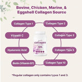 Multi Collagen Capsules 240ct Type I II III V X with Biotin Hyaluronic Acid Vitamin C Hydrolyzed Protein Supplement