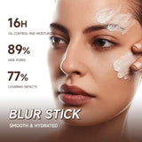 Face Primer Stick, Matte Priming Makeup Blur Stick, Hydrating Primer Face Shimmer Stick Cover Pores Oil Control & Lightweight