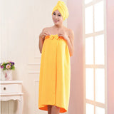 Women Bath Towel Microfiber Fabric Beach Towel Soft Wrap Women Bath Skirt Dry Hair Cap Set Super Absorbent Home For Bathroom